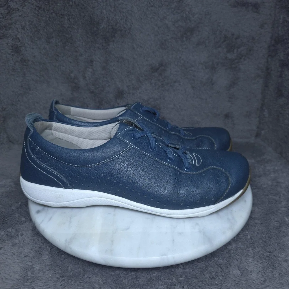 Dansko Shoes Womens Size 9.5 Blue Leather Sneaker Lace Up Casual Comfort